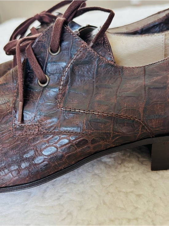 Just Cavalli Dark Brown Crocodile Skin Genuine Leather Oxfords Shoes EU 43 US 10 main image 13